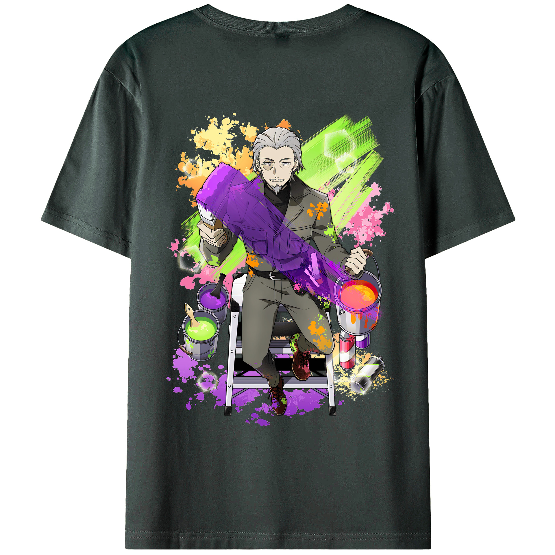（画像用） 文豪ストレイドッグス Bungo Stray Dogs 綿100％ メンズ半袖Tシャツ（バックプリント） 通気性